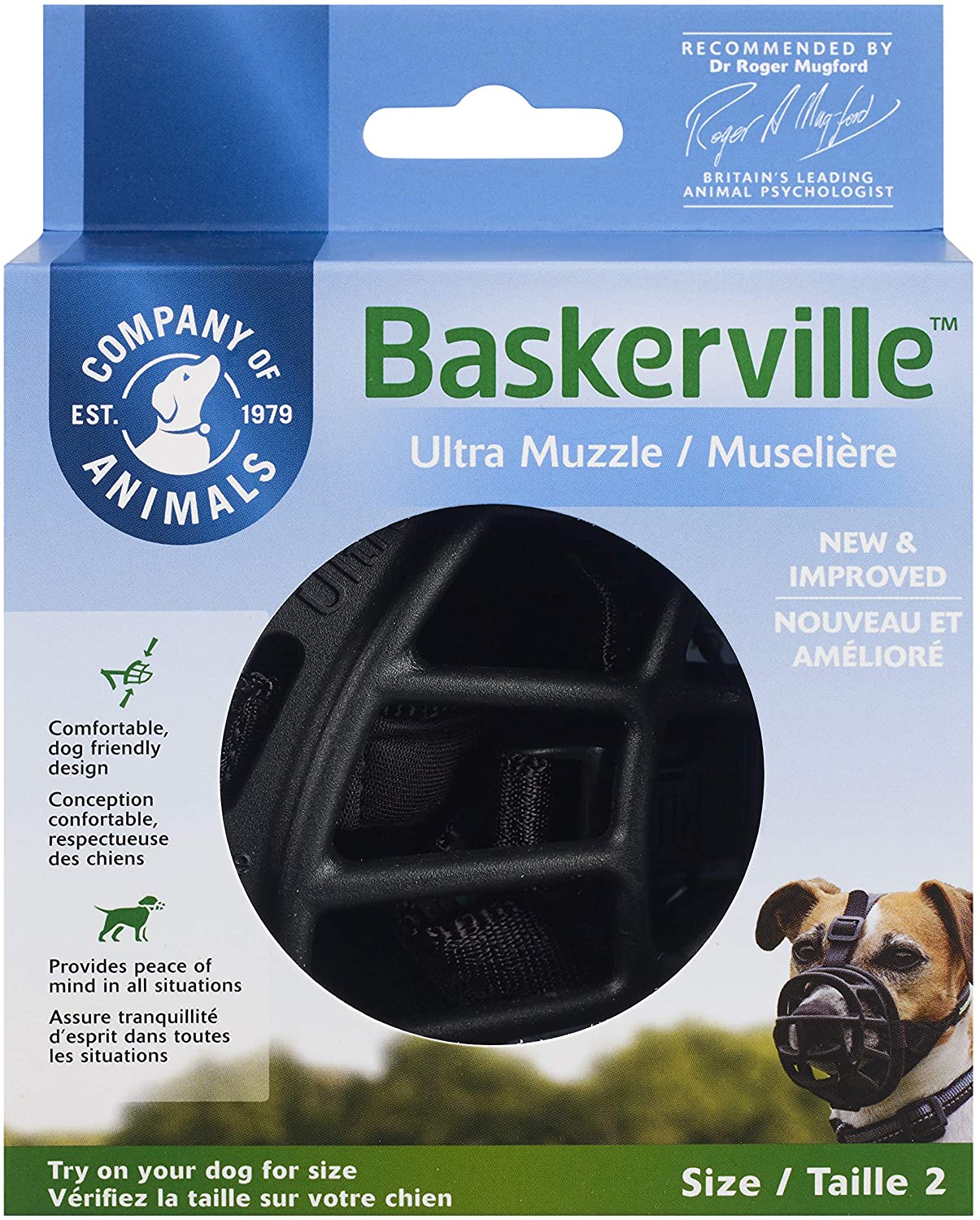  Baskerville Ultra - Bozal de goma, Negro, Talla 2 (Longitud: 6 cm/Anchura: 27 cm) 