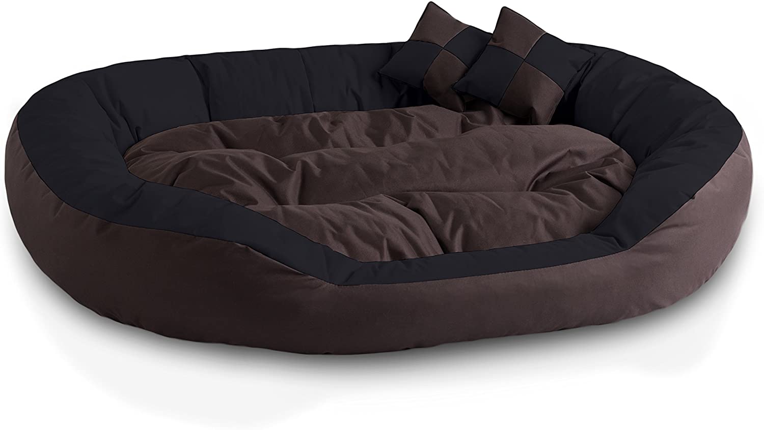  BedDog® 4en1 Saba Marron/Negro XXL Aprox. 110x80cm colchón para Perro, 7 Colores, Cama, sofá, Cesta para Perro 
