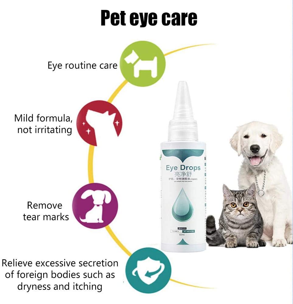  Besthuer Cuidado de los Ojos de Mascotas - Esencia, Alivio de irritación, Limpieza de Enjuague Ocular para Perros Gatos 