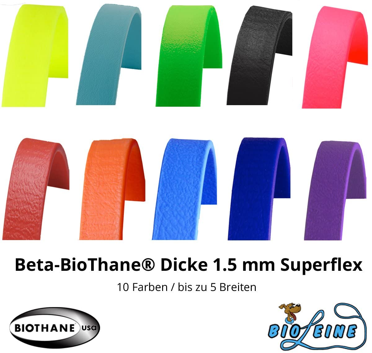  Biothane® - Beta Superflex por Metros en 14 Colores hasta 5 anchuras 