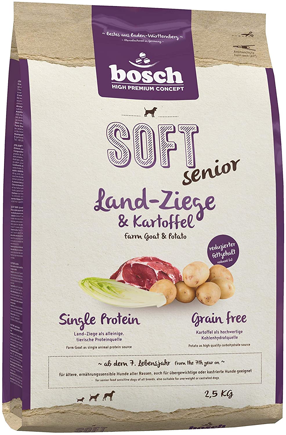  Bosch Soft+ Senior, Cabra y patatas, pienso seco para perros 
