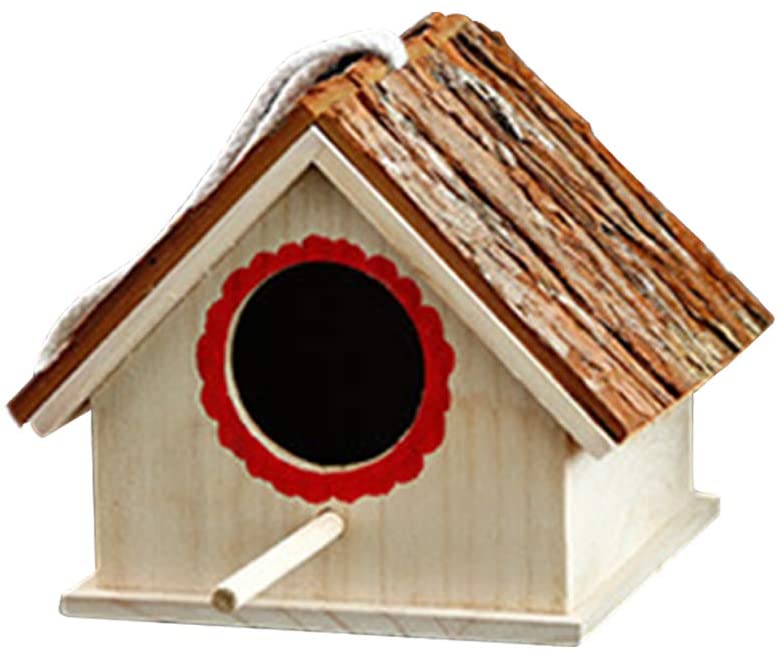  Buleerouy - Casita para pájaros de madera de pájaro, para colgar en el exterior, natural y decorativo 