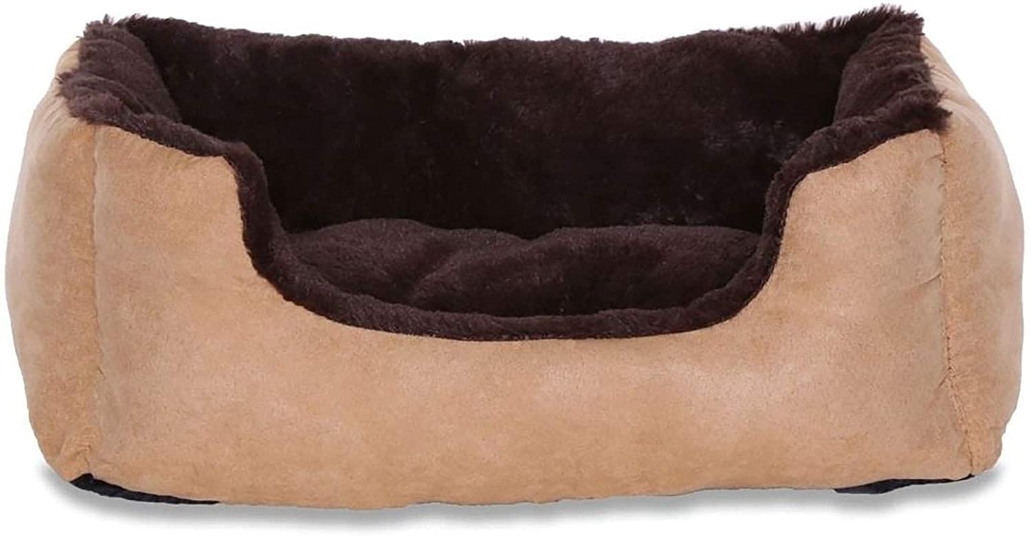  Cama para perros – Perros Cojín – Perros sofá con cojín Reversible tamaño y color a elegir (marrón / beige) 