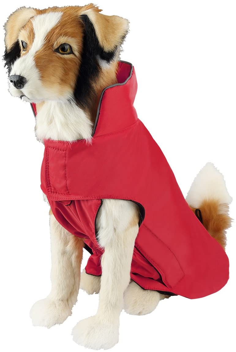  Capa de Mascotas, 100% Chaquete Impermeable con Forro Nylon Capa del Perro Fácil Encendido y Apagado S Rojo 