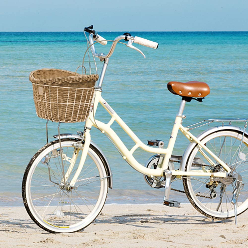  Cesta delantera de mimbre vintage para bicicleta, para la compra, para bicicleta, mascota, color F, tamaño talla única 