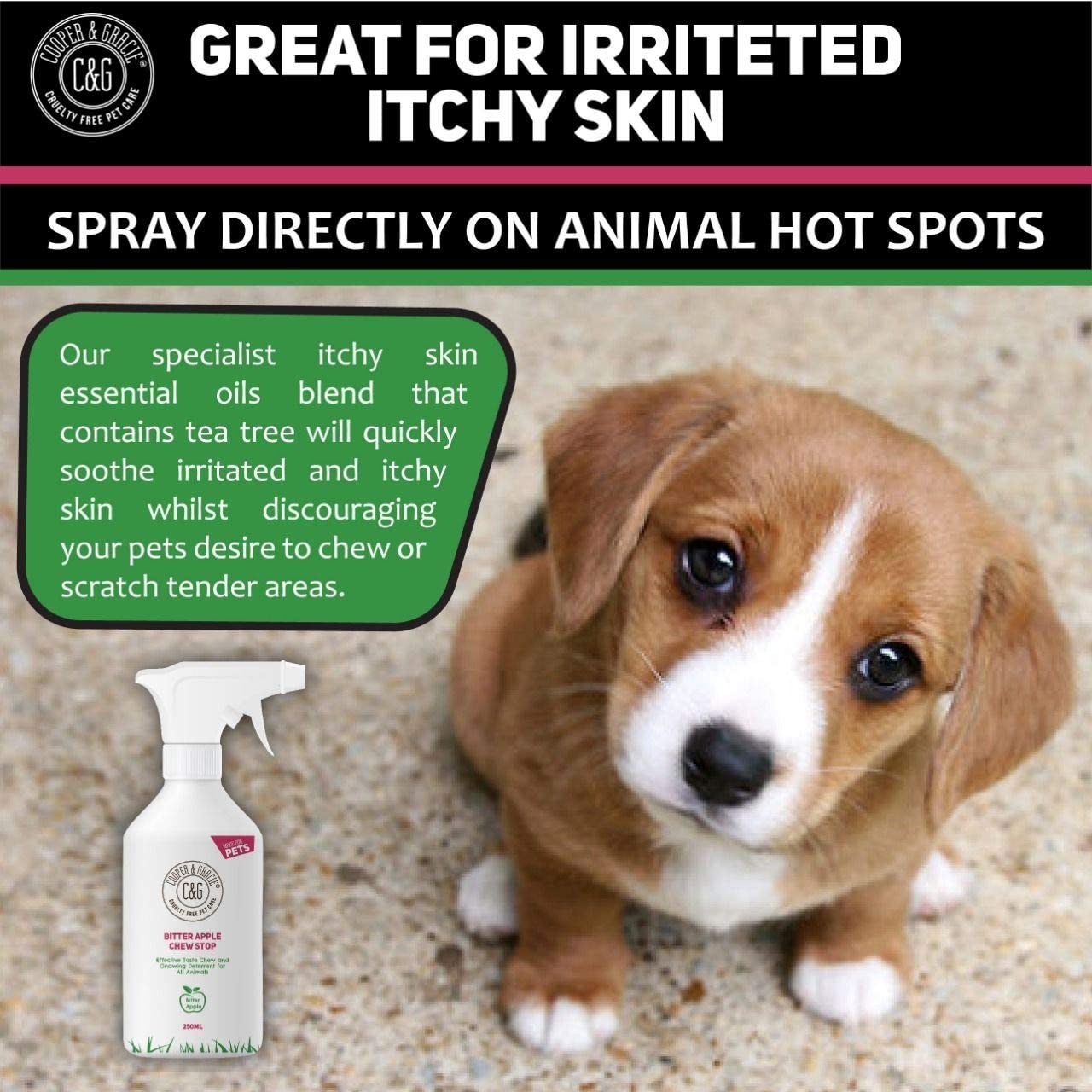 C&G - Spray de Manzana para Perros sin Masticar - Detiene el disuasorio de Masticar - Fórmula Repelente de Alcohol para Cachorros, Gatos, Caballos y roedores 