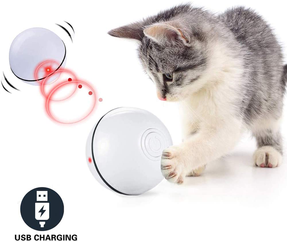  CHOKMAX Juguetes para Gatos Interactivo Automático Pelota Rodante Recargable Luz LED Entretenimiento Mascotas Ejercicio Ejercicio Chaser Juguete para Gatos y Perros 