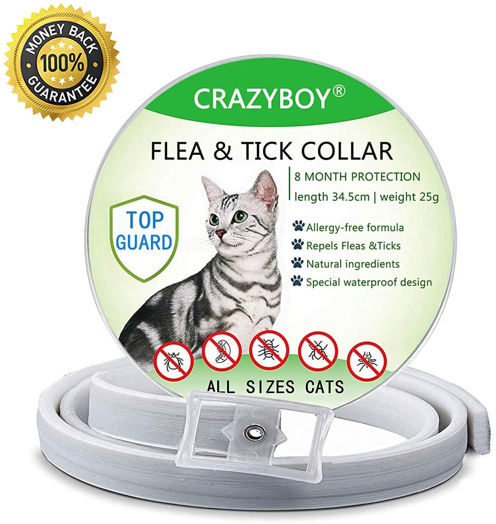  Collar Antiparasitario para Gatos, Protección de 8 Meses, Antialérgico, Ajustable y Resistente al Agua para Pequeña Medio Grande Gatos (35cm) 