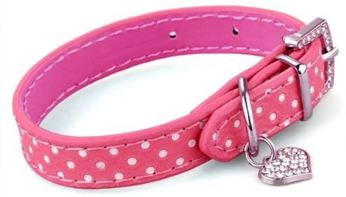  Collar Correa Cuero PU Color Rosa Ajustable para Perro Mascota XS 