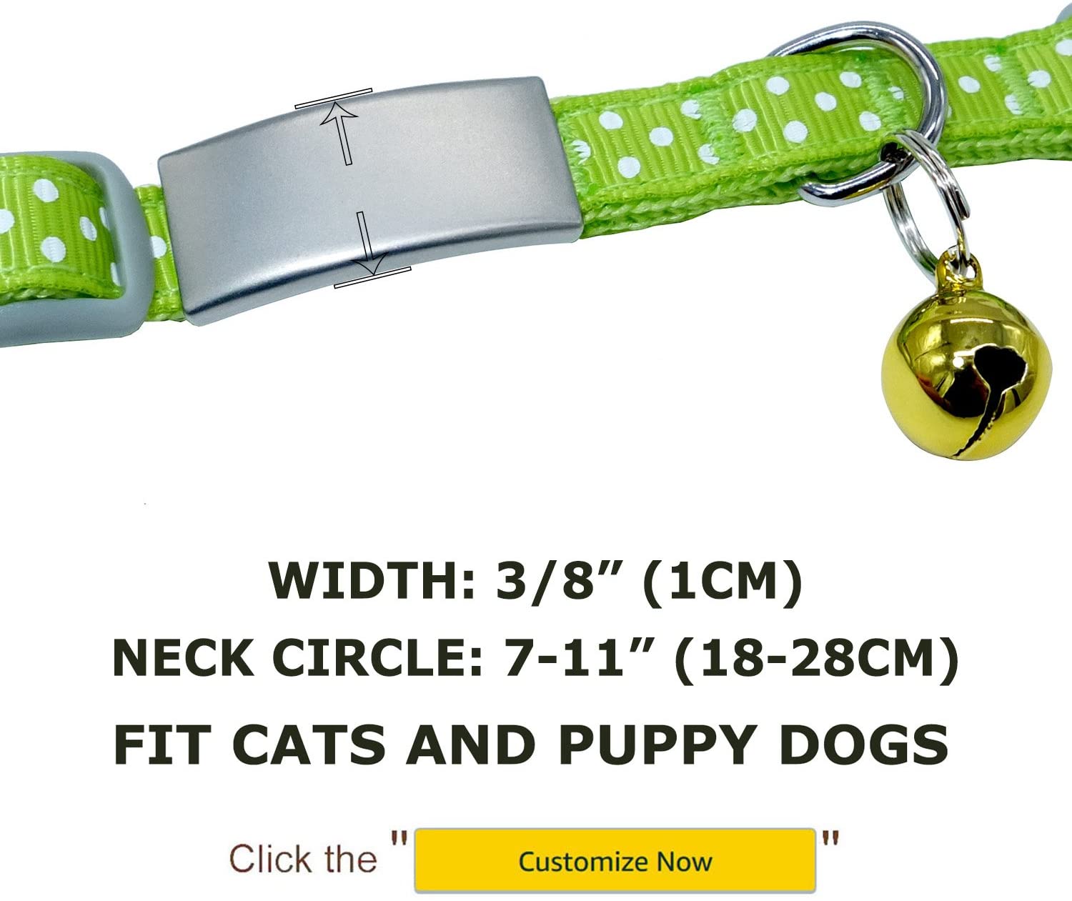  Collares para gatos con cascabel hechos de acero inoxidable de Vcalabashor, con etiquetas deslizantes con 3 líneas para texto personalizado 