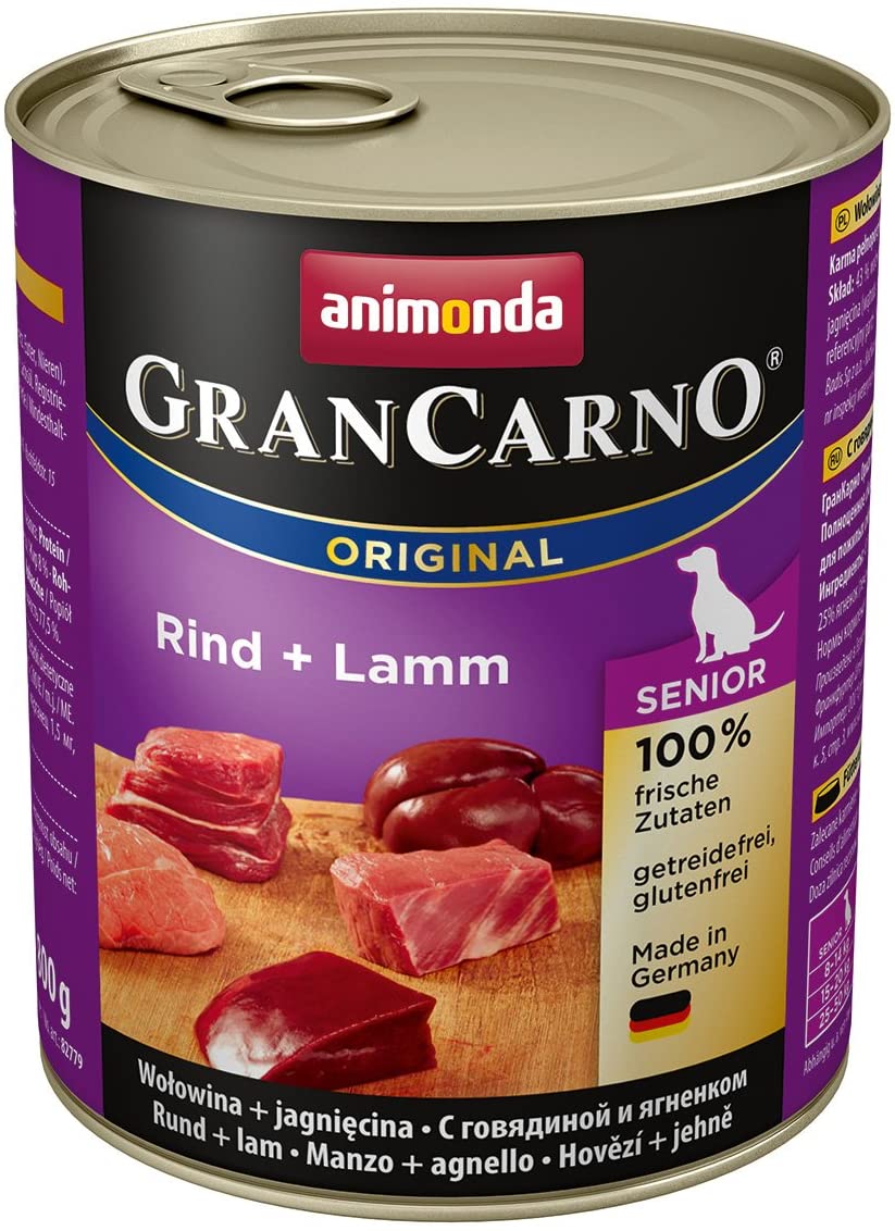 Comida para perros Animonda, para perros senior a partir de 7 años, comida húmeda, carne de vaca, pack de 6 unidades, 400 g 