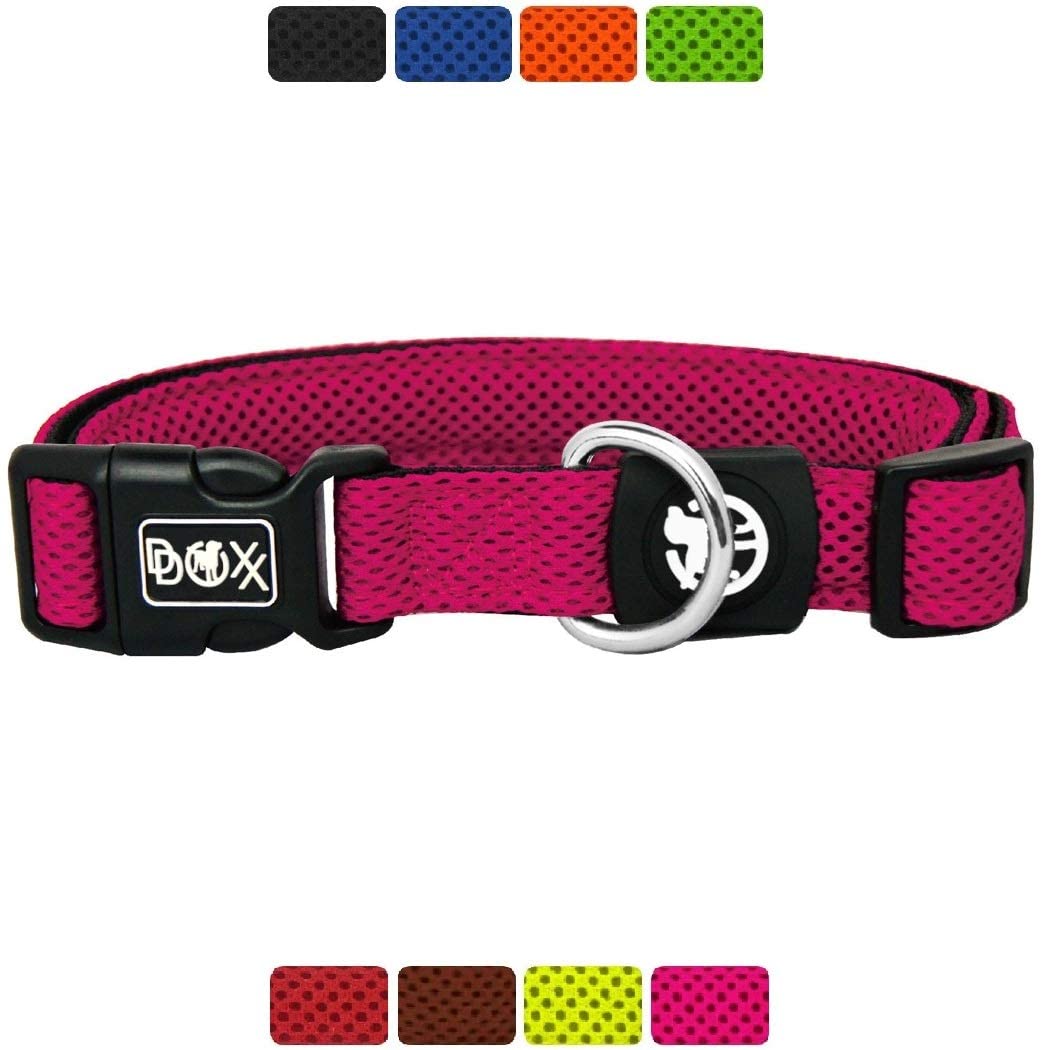  DDOXX Collar Perro Air Mesh, Ajustable, Acolchado | Diferentes Colores & Tamaños | para Perros Pequeño, Mediano y Grande | Collares Accesorios Gato Cachorro | Rosado Pink, XS 