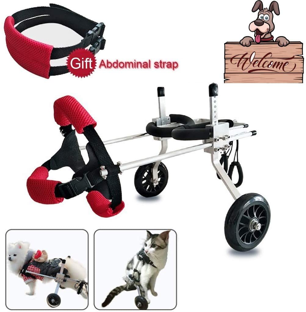  Dog wheelchair Silla de ruedas para perros Arnés de movilidad para perros, Silla de ruedas con soporte trasero, Carrito de acero inoxidable ajustable Mascota / Gato Rehabilitación de patas traseras pa 
