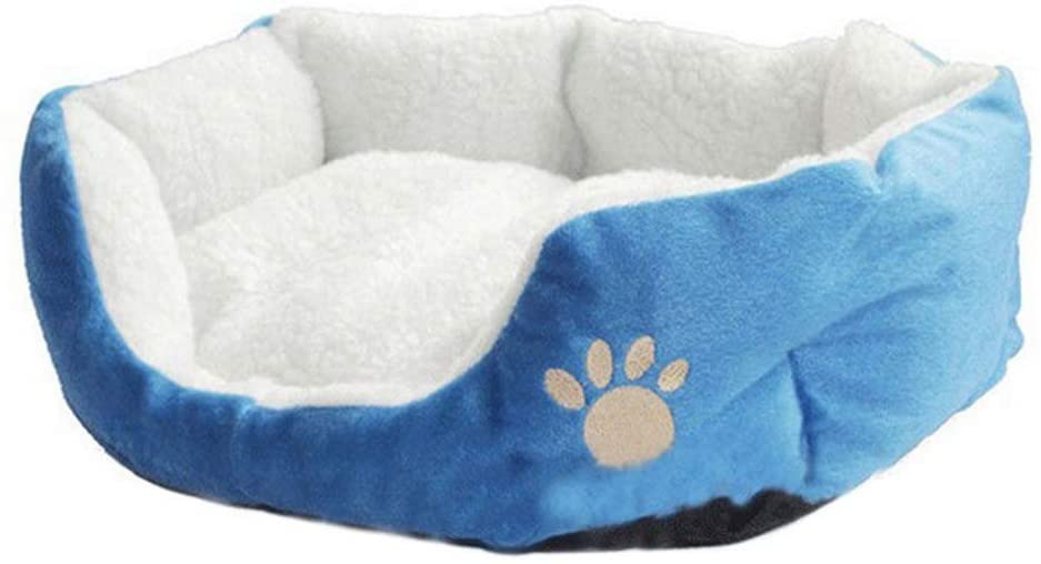  Doitsa 1Pcs Cama para Mascotas para Perro Gato Lindo Suave Cama de Perro de Forma Redonda Casa de Mascota (Azul, S) 