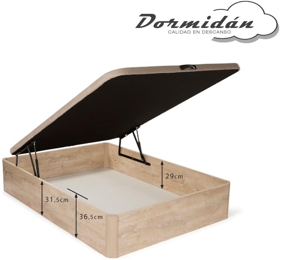  Dormidán - Canapé abatible de Gran Capacidad con Esquinas Redondeadas en Madera, Base tapizada 3D Transpirable + 4 válvulas aireación 135x190cm Color Blanco 