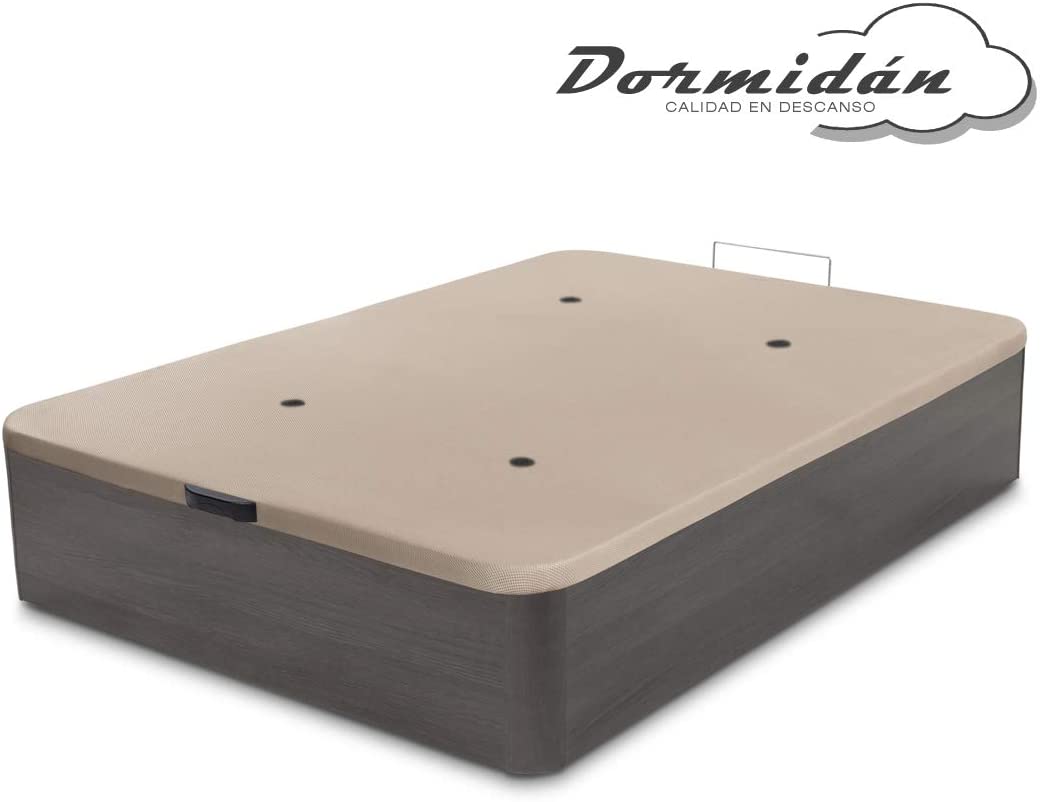  Dormidán - Canapé abatible de Gran Capacidad con Esquinas Redondeadas en Madera, Base tapizada 3D Transpirable + 4 válvulas aireación 135x190cm Color Blanco 