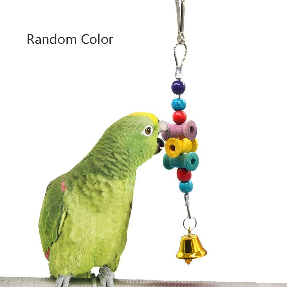  Dsaren Juguetes para Pájaros Colorful Columpio para Loros Accesorios Jaula Pajaros Bite Toy con Campanas para Periquitos, Cockatiels, Africana Greys Loros, Paquete de 3 (Colores aleatorios) 