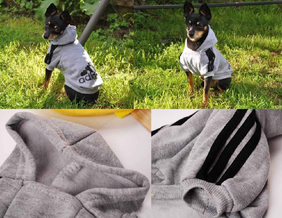 Ducomi Adidog - Sudadera con Capucha para Perros en Algodón Suave - Costuras Resistentes - Disponibles de XS a 8XL - Se envía Desde España (XS, Gris) 