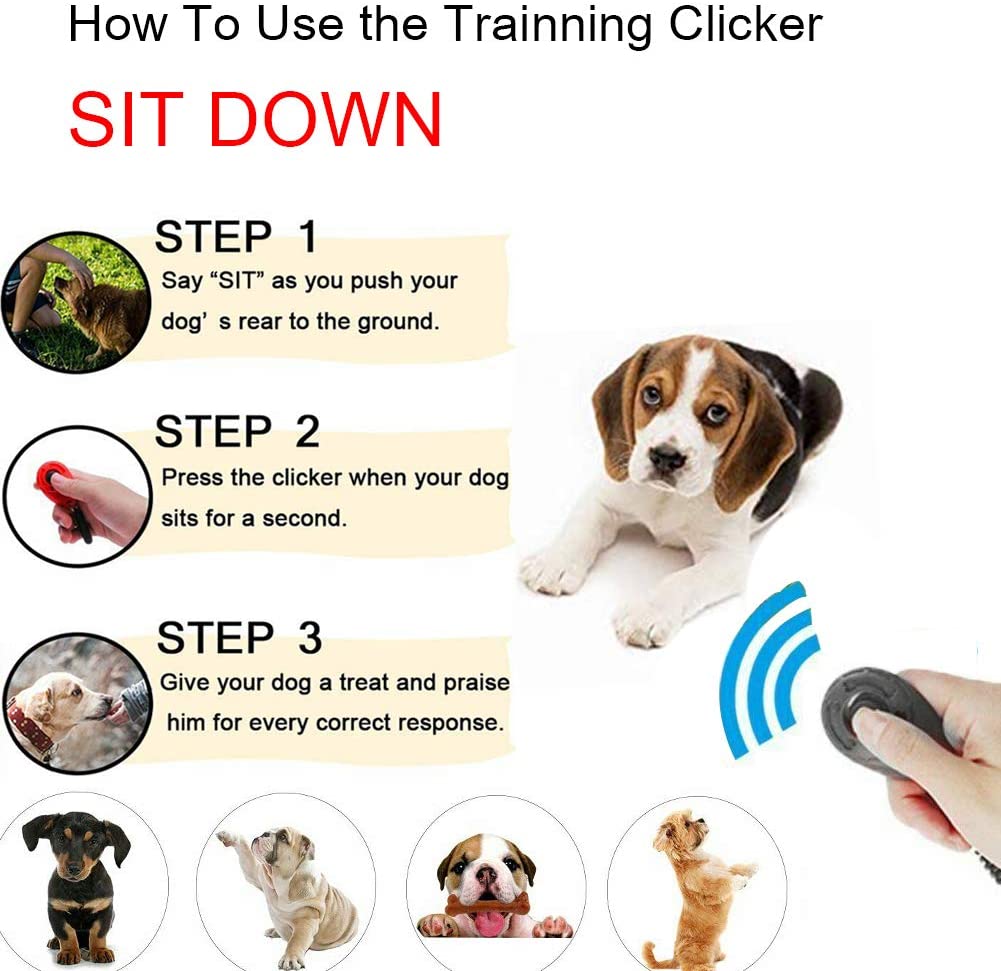  Electrely Silbato Perros y Clicker Conjunto con Acollador Ultrasonidos - Silbato para Entrenamiento Perros 
