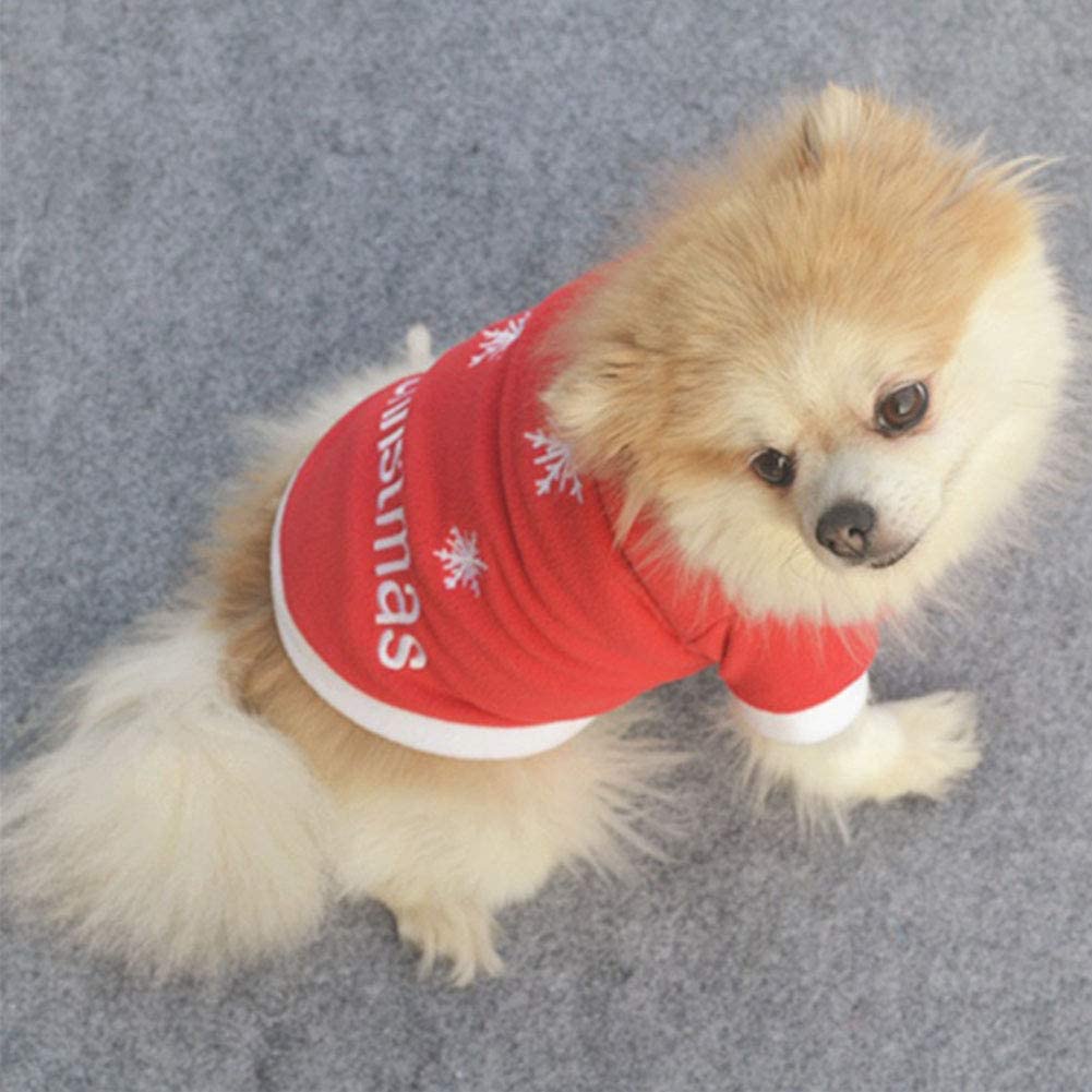  Emorias 1 Pcs erséis Navidad de Mascota Ropa Invierno para Perro Pequeños Suéter Perritos Abrigo Chihuahua Mascotas Accesorios - Rojo B XS 
