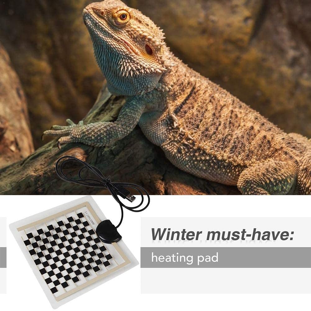  Estera de almohadilla térmica para reptiles,almohadilla térmica para mascotas de 14×15 cm,termostato de aislamiento para placas calefactoras para mascotas trepadoras para tortugas,serpientes,lagarto 