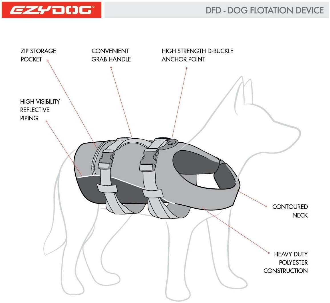  EzyDog Chaleco Salvavidas para Perros - DFD - Ideal para Natación y para que tu Cachorro esté Seguro en el Agua, Perros Seguridad Natación Ropa (S, Amarillo) 