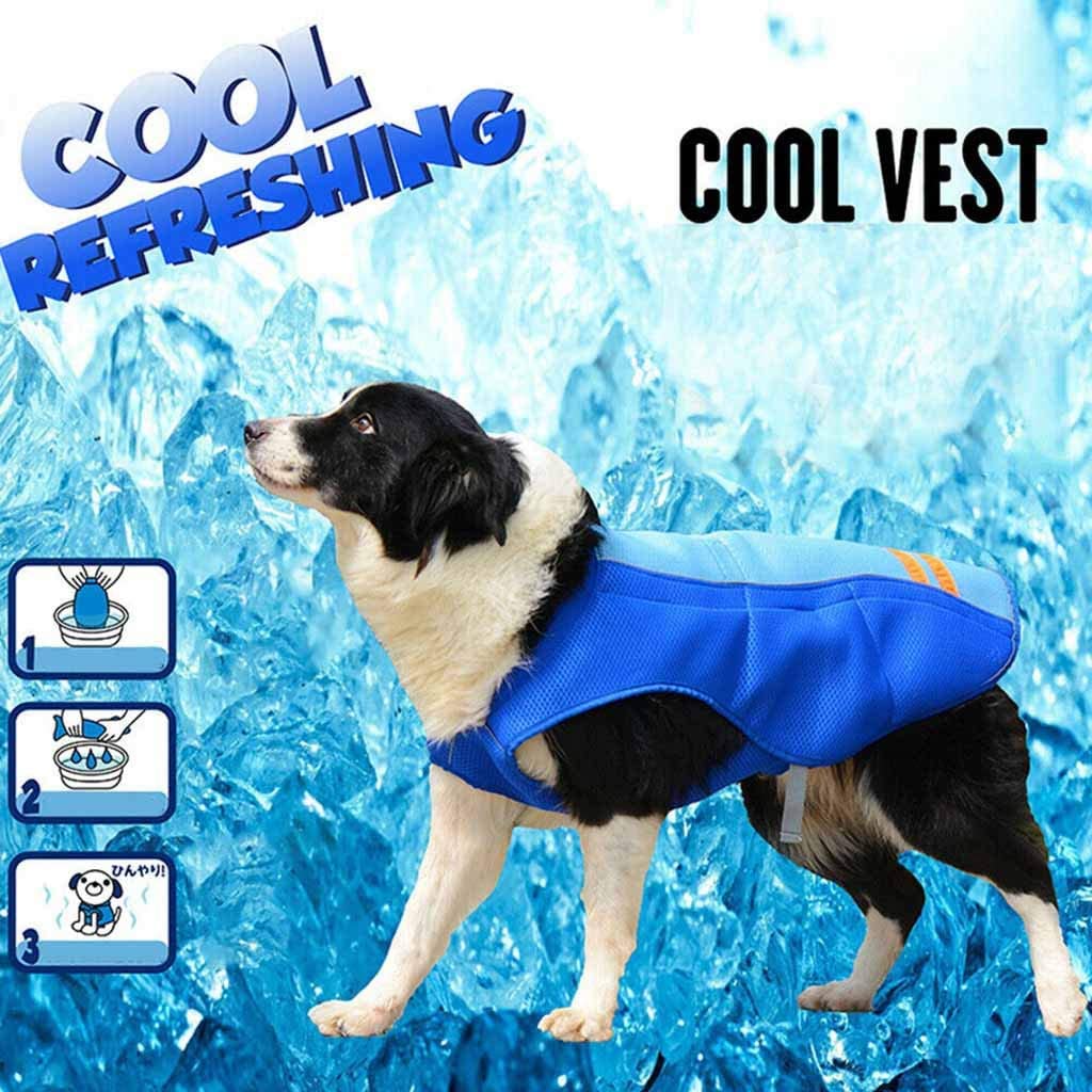  FBGood – Chaqueta de refrigeración para Mascotas – Chaqueta de Perro Ligera de Abrigo de Animal Familiar de prevención del Calor – Refrigerante Verano anticalor, Azul, S 