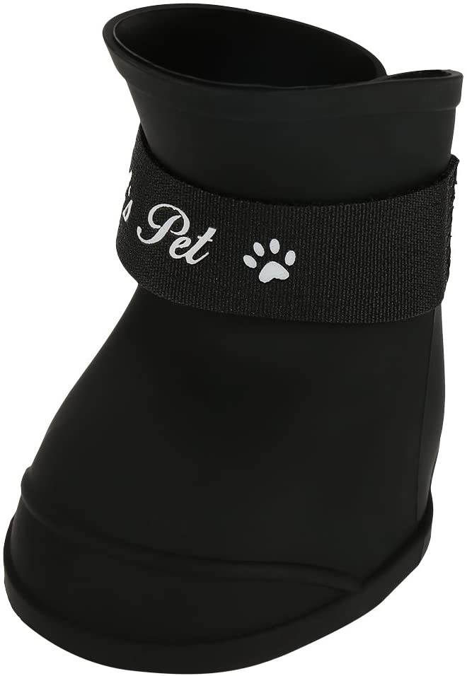  Fdit 4Pcs Lluvia Zapatos Perro Mascota de Silicona Impermeable Antideslizante Zapatos de Lluvia de Protección para Perros Pequeños Animales(L Negro) 