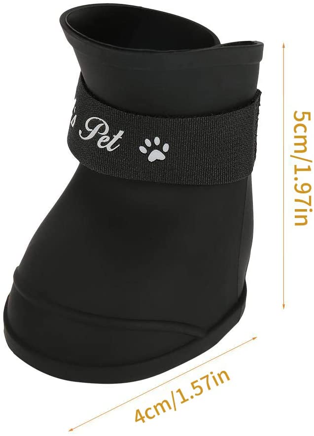  Fdit 4Pcs Lluvia Zapatos Perro Mascota de Silicona Impermeable Antideslizante Zapatos de Lluvia de Protección para Perros Pequeños Animales(M Negro) 