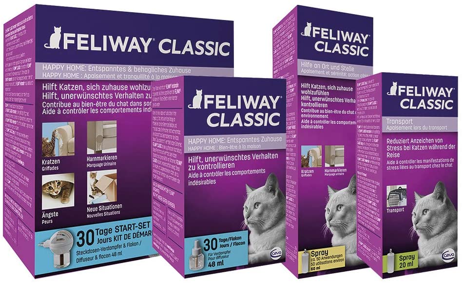  FELIWAY Classic - Antiestrés para gatos - Marcaje con orina, Miedos, Cambios en el entorno, Arañazos Verticales - Pack ahorro 3 recambios 48ml 