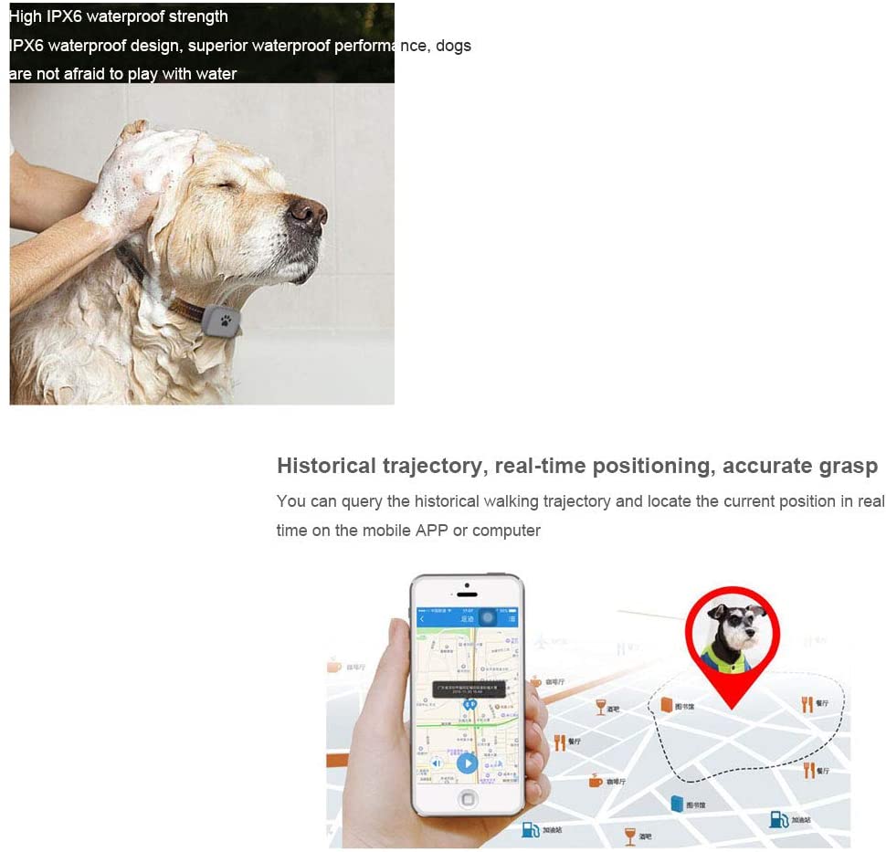  FLYM Monitor de Actividad y Perro rastreador de Ejercicios, GPS para Perros - Ligero y Resistente al Agua, GPS para Perros Prevención de Pérdidas,A 