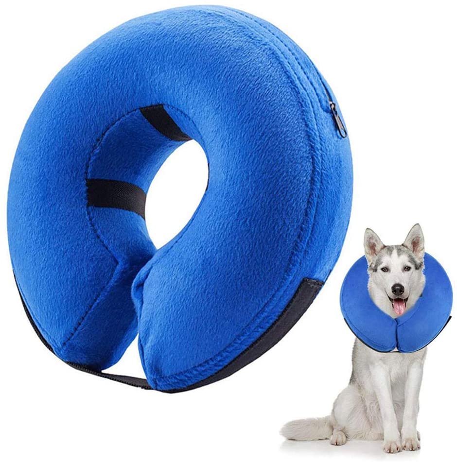  Frifer Collar Hinchable de recuperación de petaca de protección Ajustable Cono de cicatrización Confortable para Perro y Gato, M (COU: 25-33cm / 9.9-12.9in) 