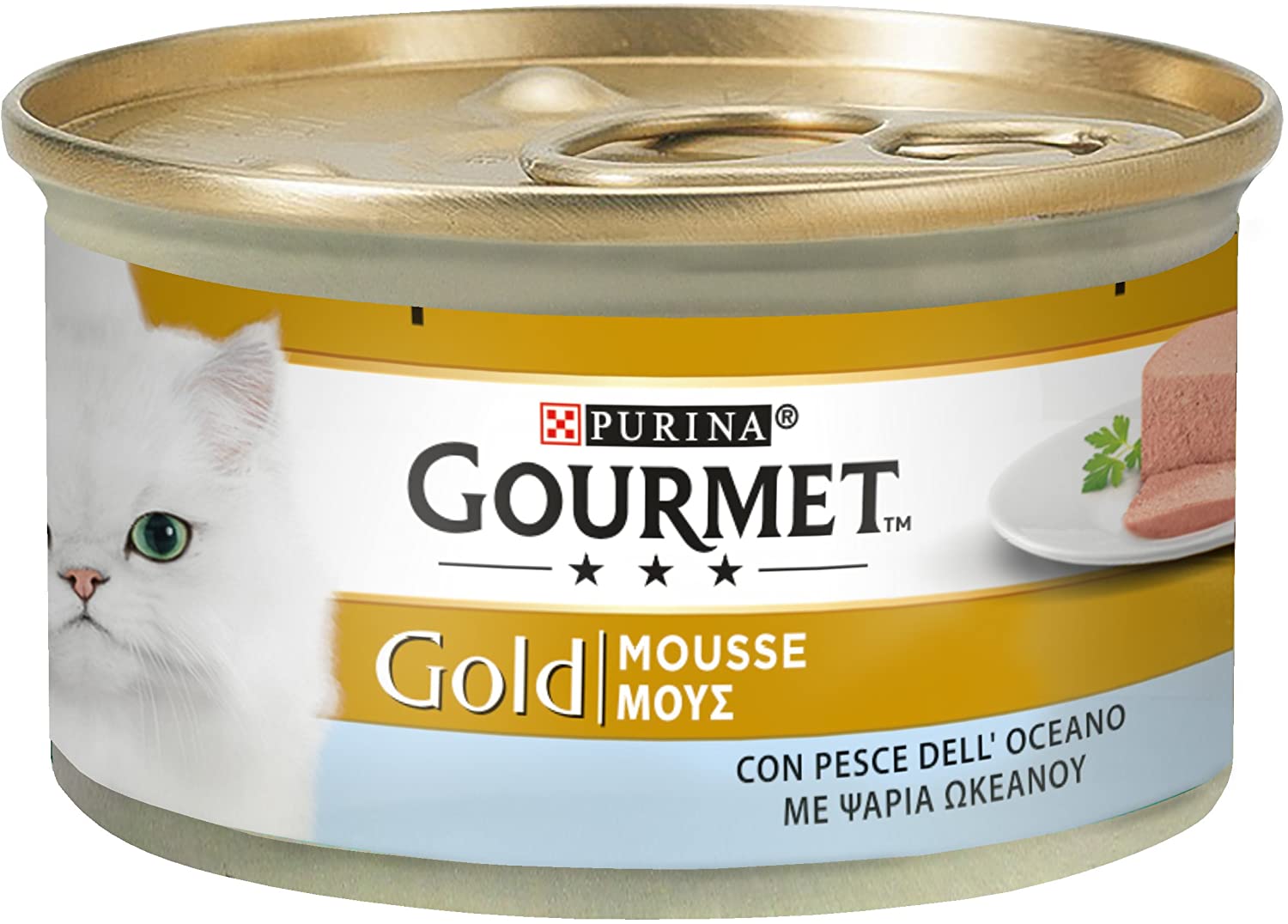  Gourmet Gold Mousse para El Gato, con Pescado Océano, 85 g – Pack de 24 Unidades 