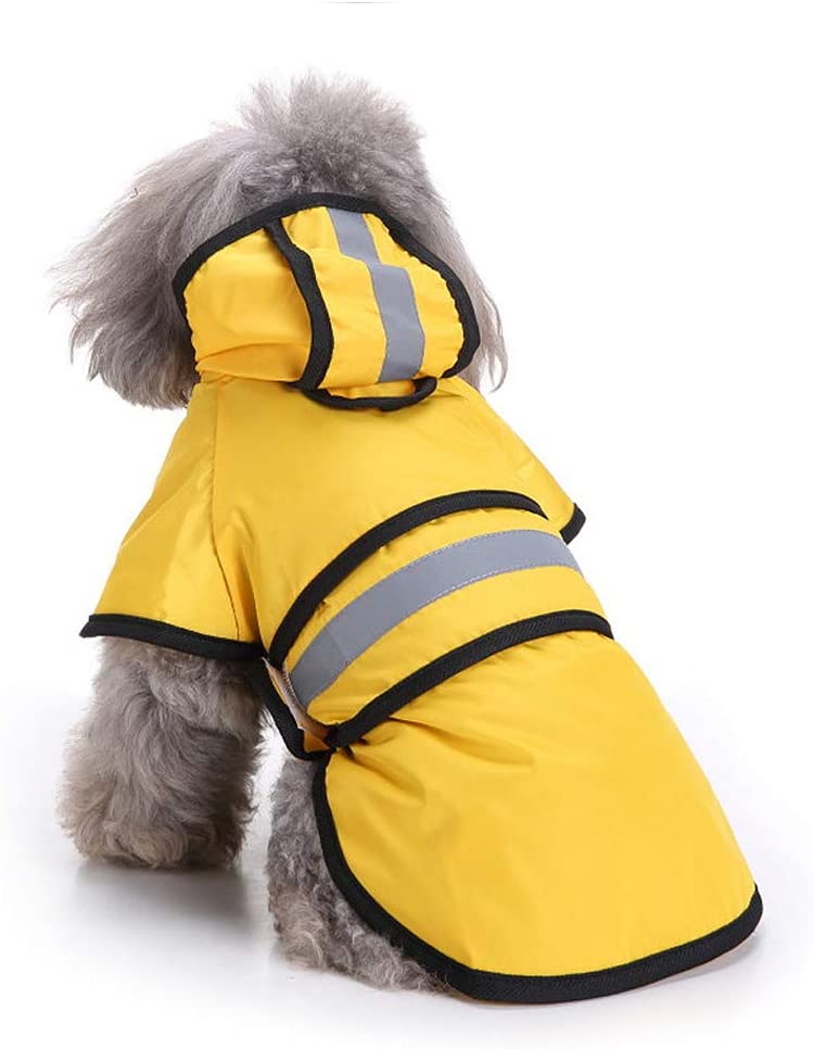  Greetuny Moda Chubasqueros para Perros Impermeable Chaqueta con capuchado y Tira Reflectante Al Aire Libre Ropa para Perros Mascota Raincoat (XS, Amarillo) 