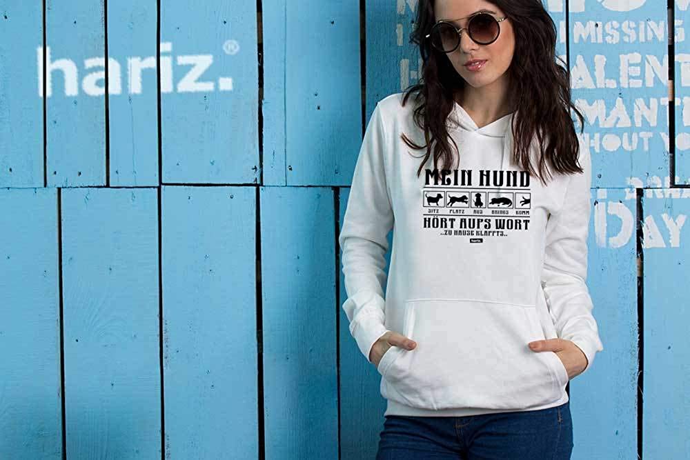  HARIZ - Sudadera con Capucha para Mujer con Texto en alemán Mein Hund Hört Aufs Wort 2 Hund Haustier Plus 