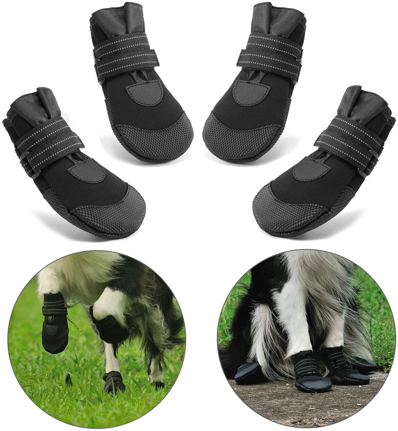  Hcpet Protectores de Pata de Perro, Zapatos Perro para Pequeña y Grandes Perros – Negro (6#) 