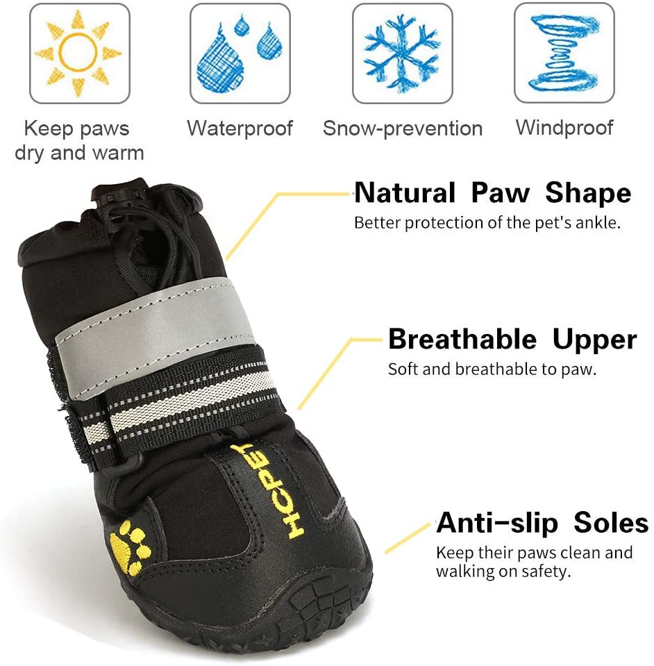  Hcpet Zapatos Perro, 4 Pcs Zapatos Antideslizantes para Perros con Resistente al Desgaste, Banda Interior Antideslizante y elástica Resistente para Mediano y Grandes Perros (6#) 
