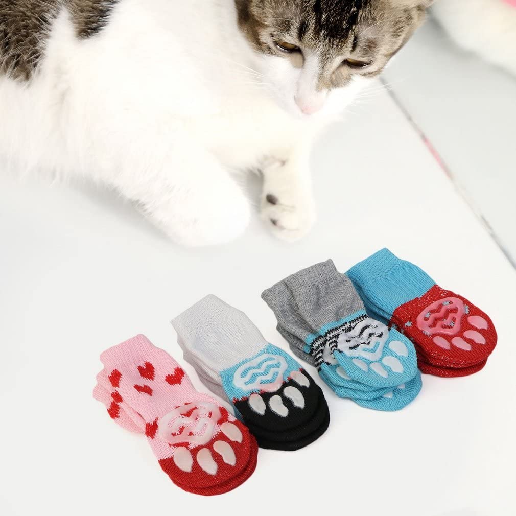  Hemore - Calcetines para Mascotas de algodón Suave y Puro, para Perros y Gatos, Calcetines de Interior para el Suelo 