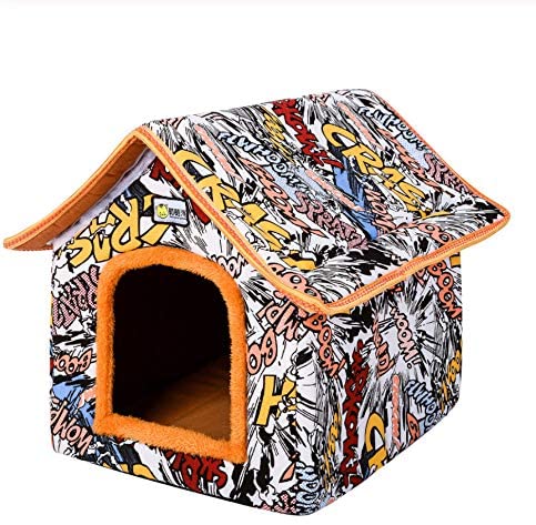  Hh Casa de Perro Plegable Mascota Yurt Forma de hogar Cama de Perro para Perros pequeños y medianos Cachorro Perrera Gato Animales Casa de Nido con Alfombra Tienda de campaña Chihuahua 40x36x32cm 