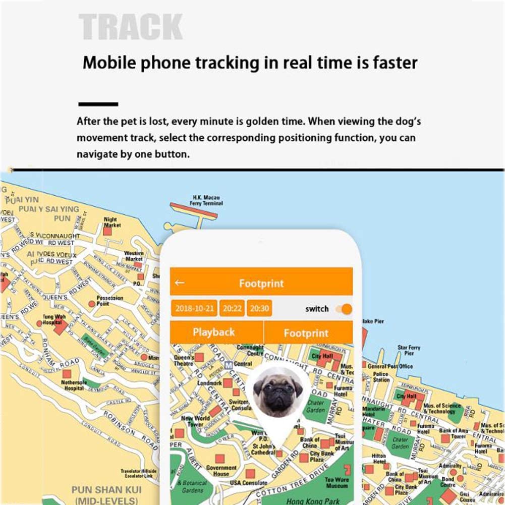  HSHXY Rastreador GPS para Perros y Gatos, Monitor de Actividad en Tiempo Real para Perros Gatos WiFi GPS LBS Dispositivo de Seguimiento de posicionamiento con Collar,Rosado 