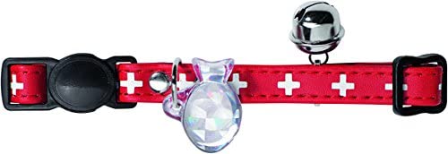  HUNTER Collar para Gatos Swiss con con Cierre de sicurezzasalilpelle Rojo/Negro 