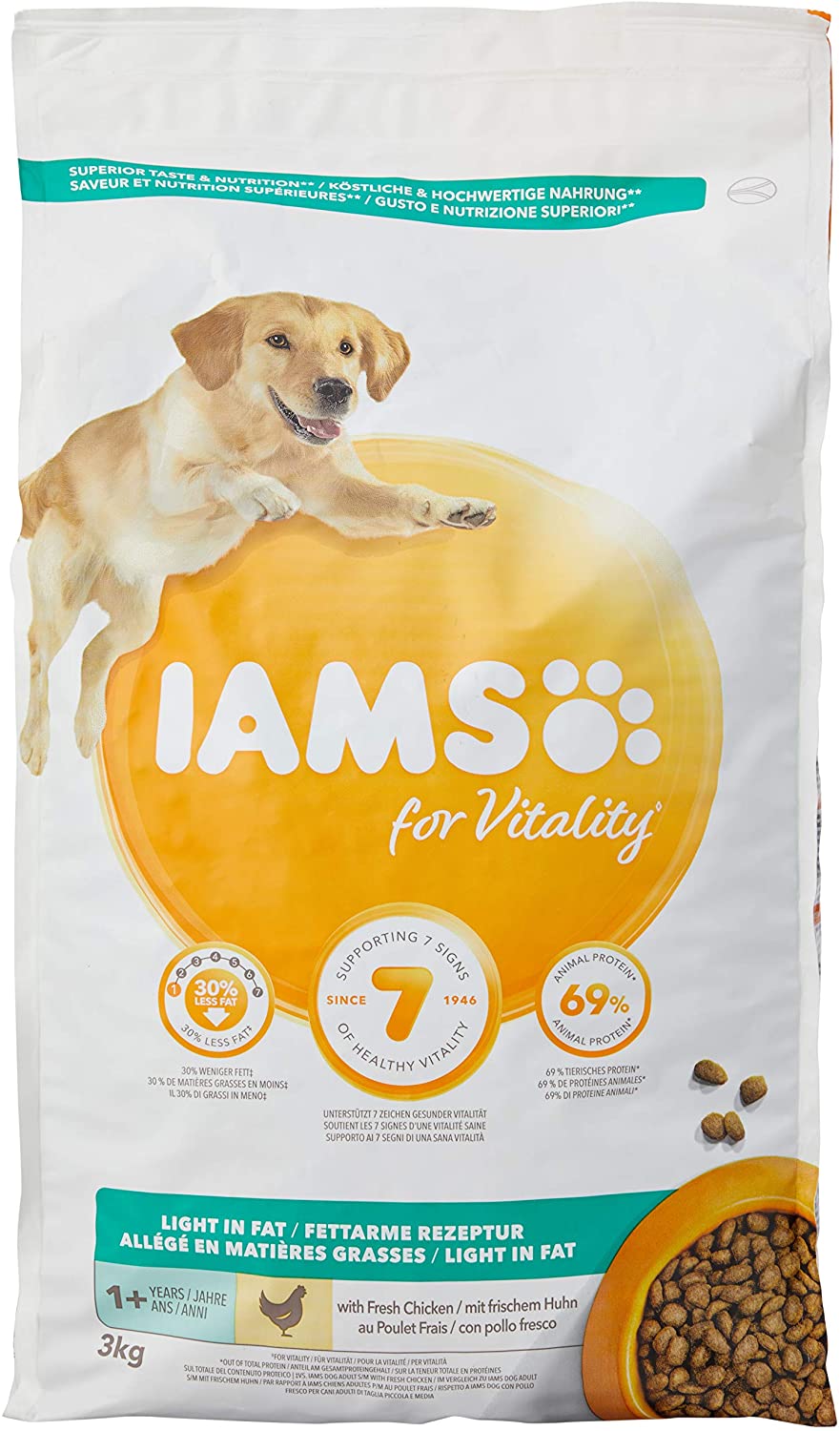  IAMS Luz de Comida para Perro seco, 3 kg – Pack de 3 
