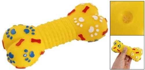  Impresión de huellas de amarillo vinilo goma curva, huesos perro de juguete 