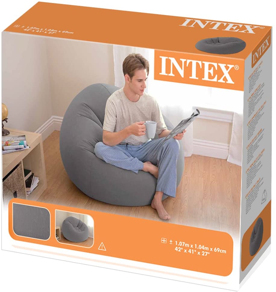  Intex 68579NP - Sillón hinchable beanless 107 x 104 x 69 cm gris 