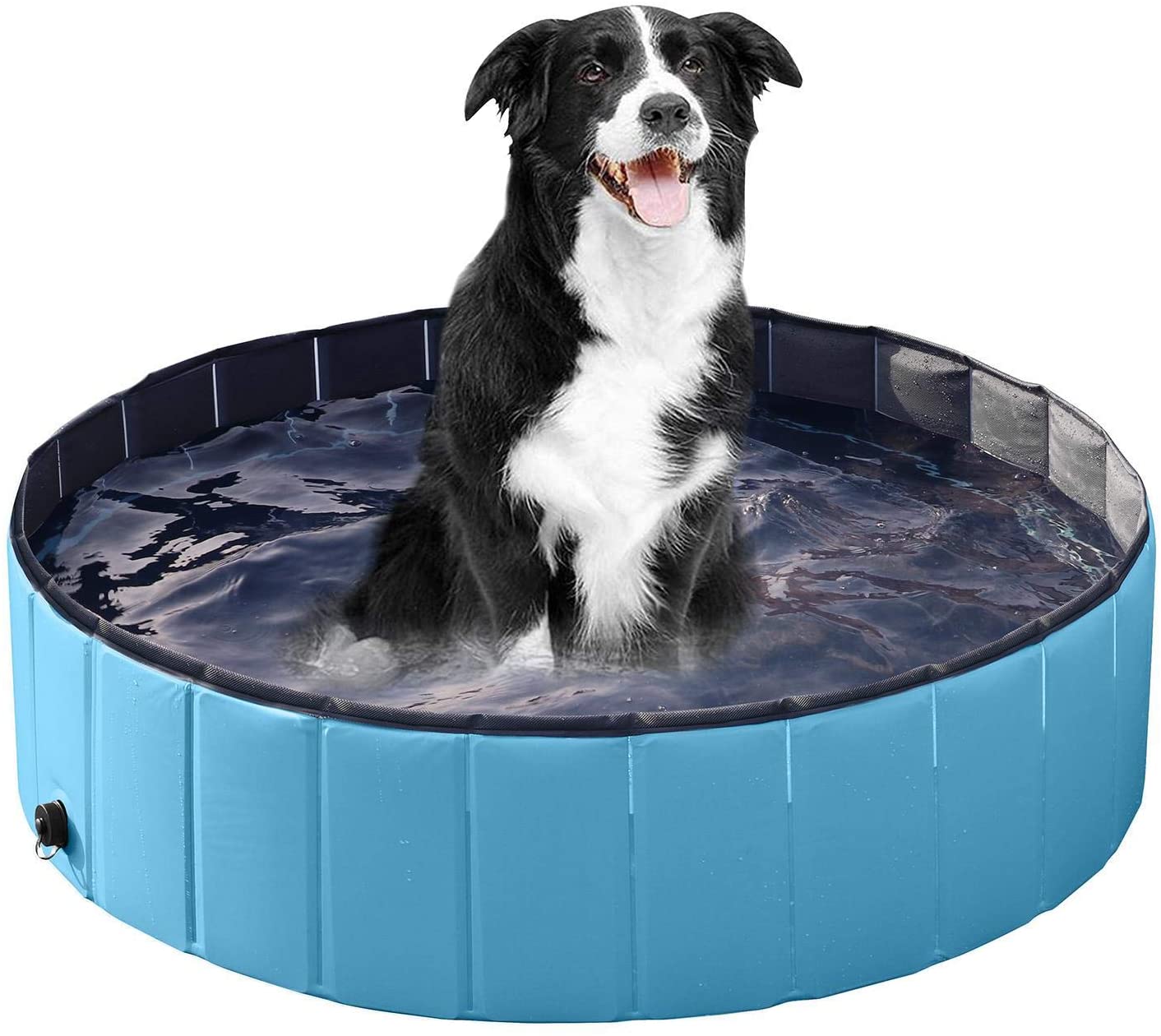 JJOBS Piscina para Perro Bañera Plegable para Perros Gatos Mascotas, Natacion al Aire Libre, Material de PVC-Azul (S: 80 * 20cm) 