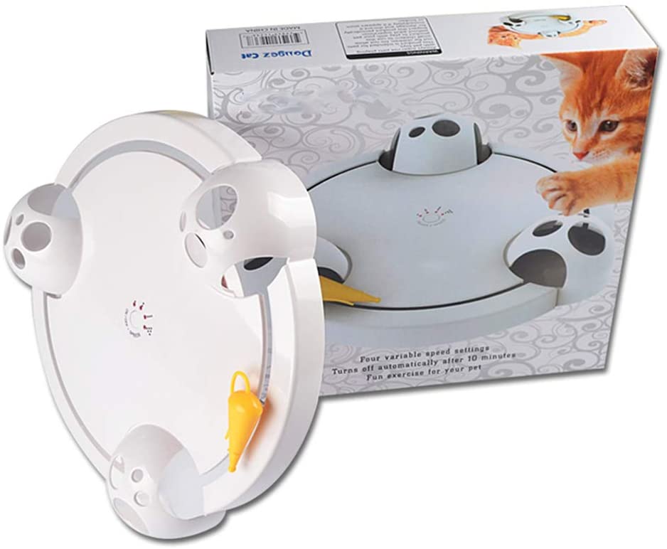  Juguetes para Mascotas, interactivos Divertidos eléctricos ratón Ingenio Cat Placa giratoria de Juguetes para los Ejercicios de Entrenamiento y el Juego Cazador de Catching 
