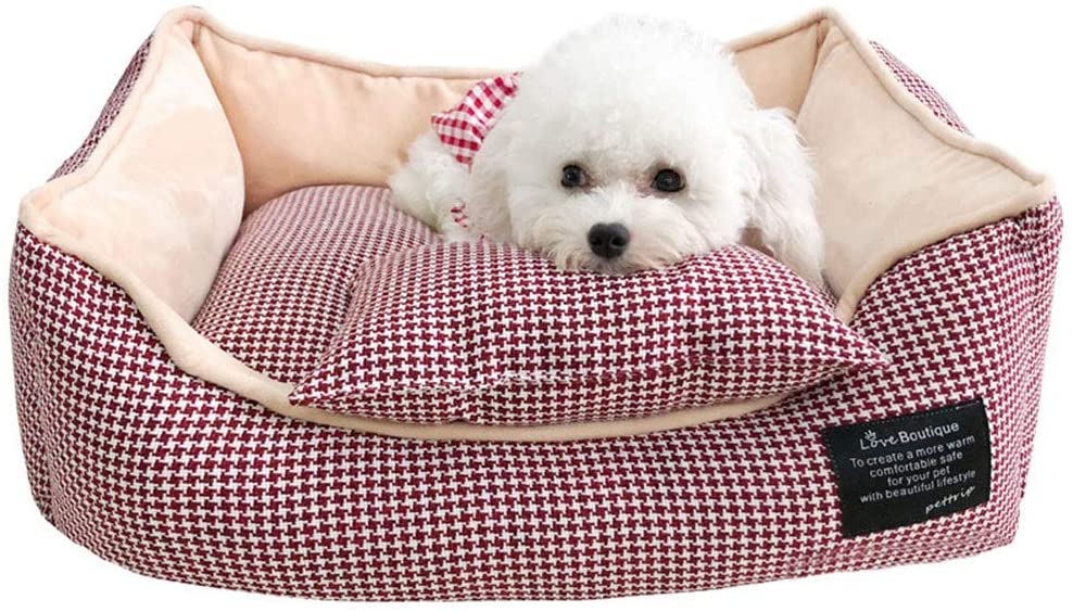  KDXBCAYKI Pet Nest Warm Kennel es Totalmente Desmontable y Lavable Funda de Cama Ortopédica Cama para Perros Sofá Cubierta extraíble Memory-Foam Premium (Color : Red, Size : L) 