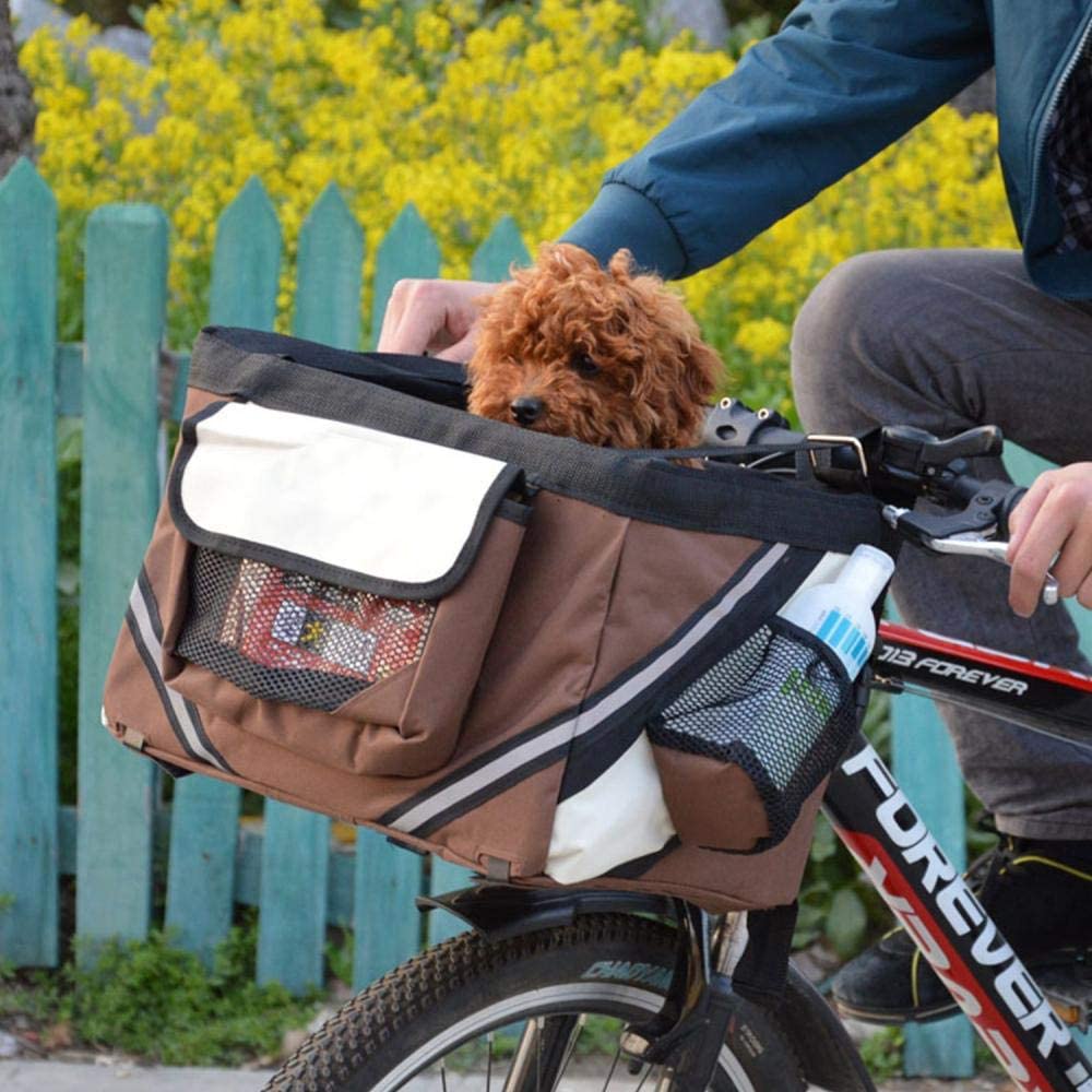  KNFBOK Bolsa Manillar cestas para Bicicletas Bolsa de Bicicleta para Mascotas,Viaje,Coche,Gato,Perro,Bicicleta,Cesta,Bicicleta,Bolsa de Bicicleta,práctica,de Menos de 6 kg - Azul 