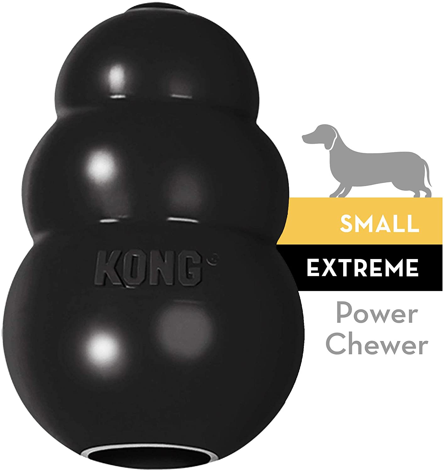  KONG - Extreme - Juguete de robusto caucho natural negro - Para morder, perseguir o buscar - Raza S 
