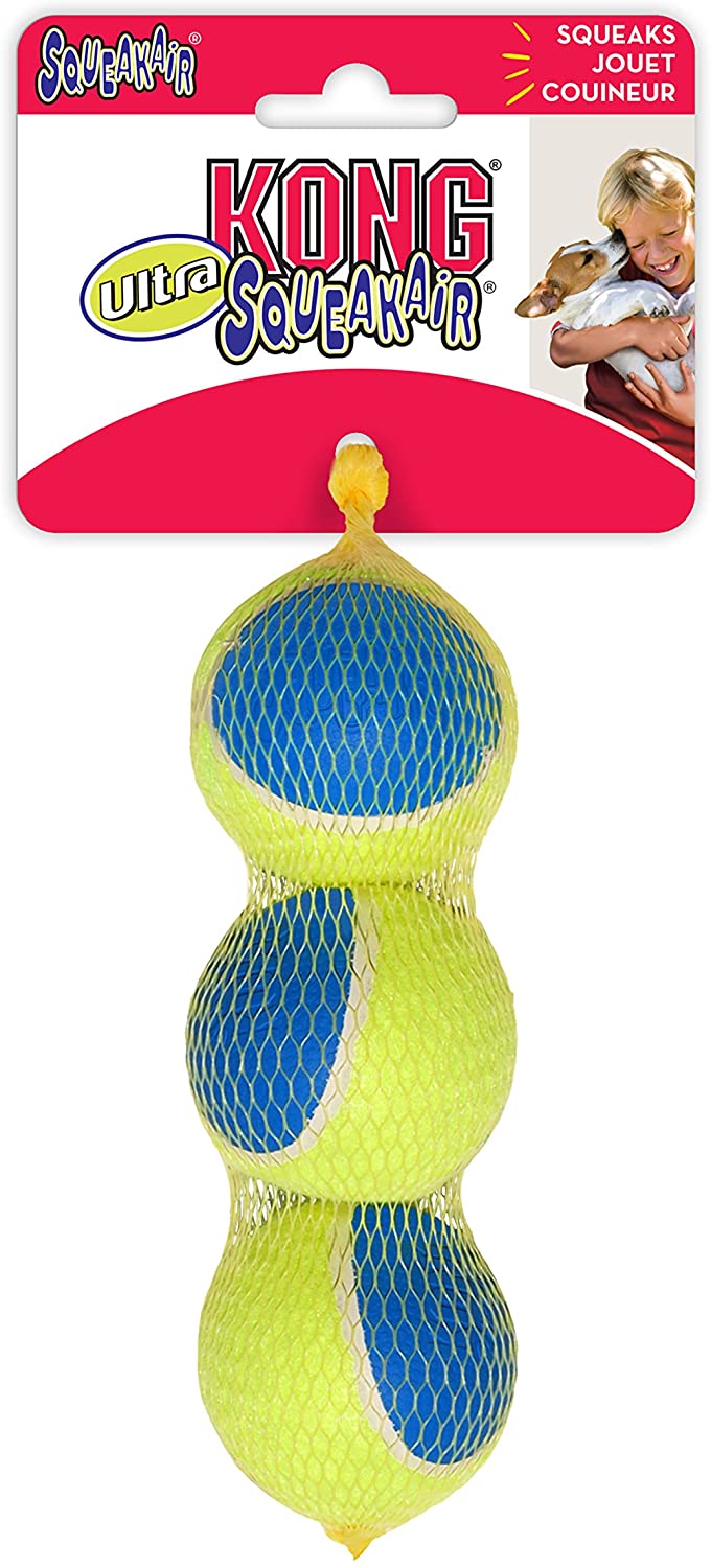  KONG - Squeakair® Ultra Balls - Pelotas de tenis sonoras que respetan sus dientes - Raza mediana (3) 